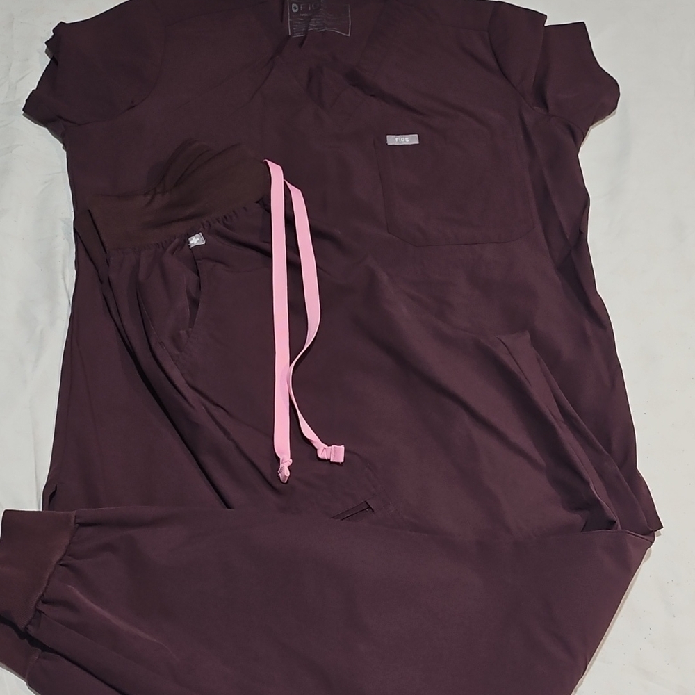 Figs Deep Purple Scrub Top Jogger Pants